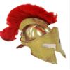Medieval Brass Antique Spartan Helmet with Red Plume Armor Knight Halloween Costume view 1