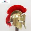 Medieval Brass Antique Spartan Helmet with Red Plume Armor Knight Halloween Costume view 2