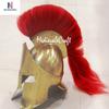 Medieval Brass Antique Spartan Helmet with Red Plume Armor Knight Halloween Costume view 3