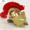 Medieval Brass Antique Spartan Helmet with Red Plume Armor Knight Halloween Costume view 4