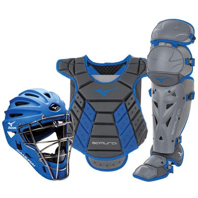 Mizuno Samurai Womens Boxed Catcher's Gear Set, Grey-Royal, 14-16" Women's
