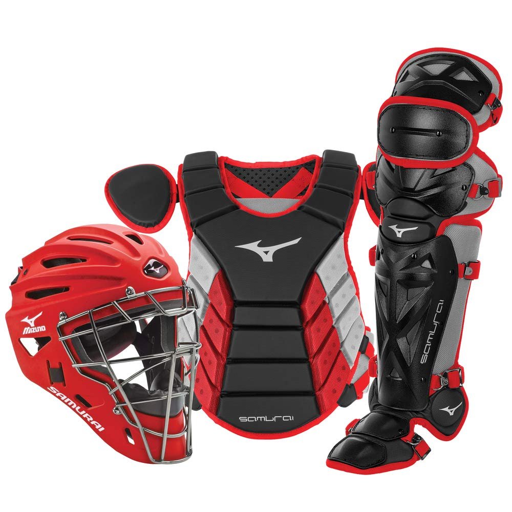 Mizuno Samurai Adult Baseball Boxed Catcher's Gear Set , Black-Red, 15" Men's Adult