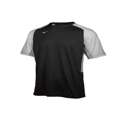 Mizuno Youth Aerolite Crew Baseball Jersey, Black-Grey, Small