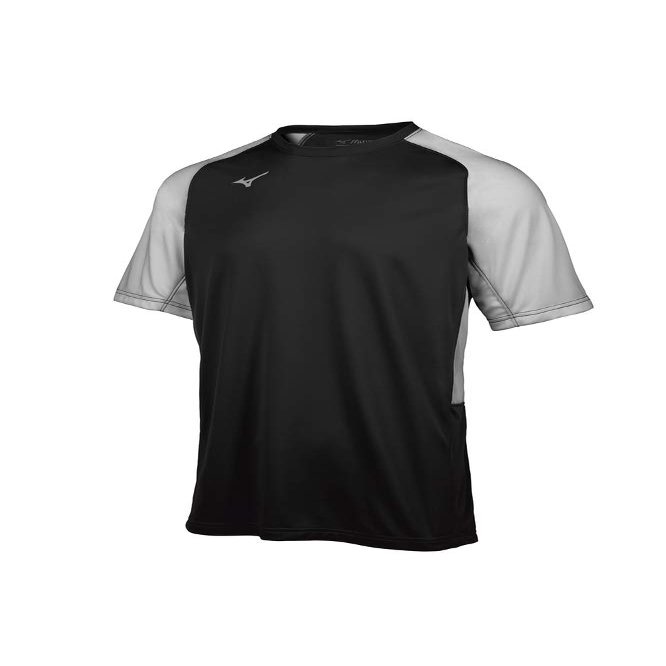 Mizuno Youth Aerolite Crew Baseball Jersey, Black-Grey, Small