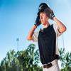Mizuno Youth Aerolite Crew Baseball Jersey, Black-Grey, Small view 4