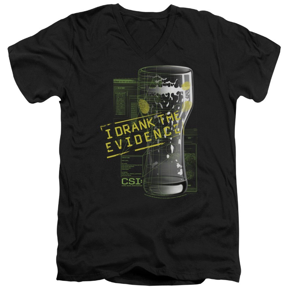 Csi I Drank The Evidence Unisex Adult V-Neck T Shirt for Men and Women, 2X-Large Black