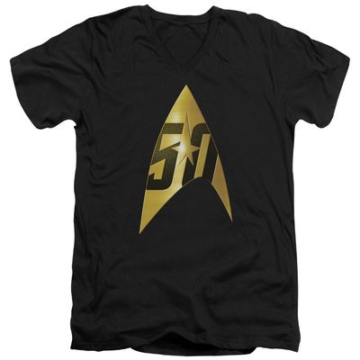 Star Trek 50Th Anniversary Delta Unisex Adult V-Neck T Shirt for Men and Women, 2X-Large Black