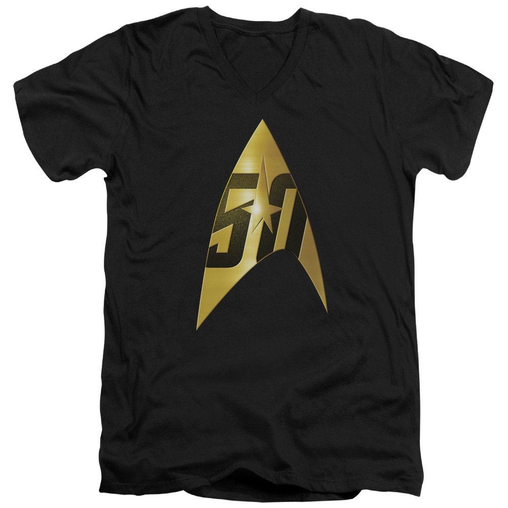 Star Trek 50Th Anniversary Delta Unisex Adult V-Neck T Shirt for Men and Women, 2X-Large Black