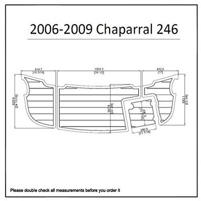 2006-2009 Chaparral 246 Swim Platform Pad 1/4" 6mm Boat EVA Teak Decking (Dark Grey with Black Lines)