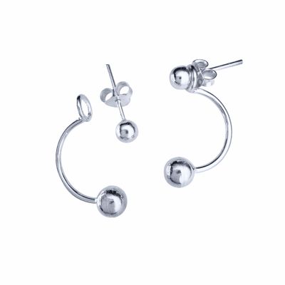 apop nyc 925 Sterling Silver Simple Round Bead Jacket Stud Earrings [Jewelry]