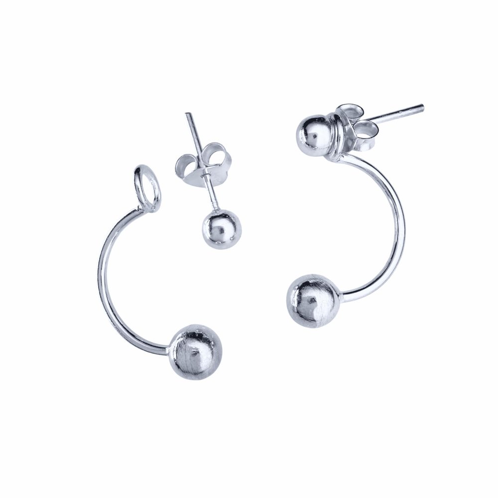 apop nyc 925 Sterling Silver Simple Round Bead Jacket Stud Earrings [Jewelry]