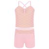 iEFiEL Girls' Kids Dance Sport Outfits Top and Booty Short Two Piece Tankini Bathing Suit Gymmnastics Dancing Swimming Outfit Pink Mermaid Scales 3-4 view 1