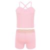 iEFiEL Girls' Kids Dance Sport Outfits Top and Booty Short Two Piece Tankini Bathing Suit Gymmnastics Dancing Swimming Outfit Pink Mermaid Scales 3-4 view 2
