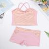 iEFiEL Girls' Kids Dance Sport Outfits Top and Booty Short Two Piece Tankini Bathing Suit Gymmnastics Dancing Swimming Outfit Pink Mermaid Scales 3-4 view 3