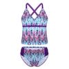 YiZYiF Big Girl's Youth Tie-Dye Swimwear Tankini Halter 2 Pieces Bathing Suit (6, Colorful Purple) view 1