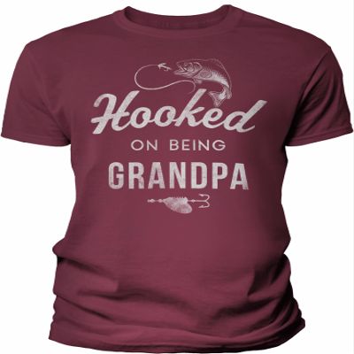 Hooked On Being Grandpa - Funny Grandpa Fishing Shirt for Men - F/Maroon-4X