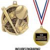 Crown Awards Custom Baseball Medals, 2" Kudos Baseball Medal with Free Neck Ribbon and 4 Lines of Engraving Included 1 Pack view 2
