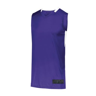 Augusta Sportswear Step-Back Basketball Jersey, Purple/White, 2XL