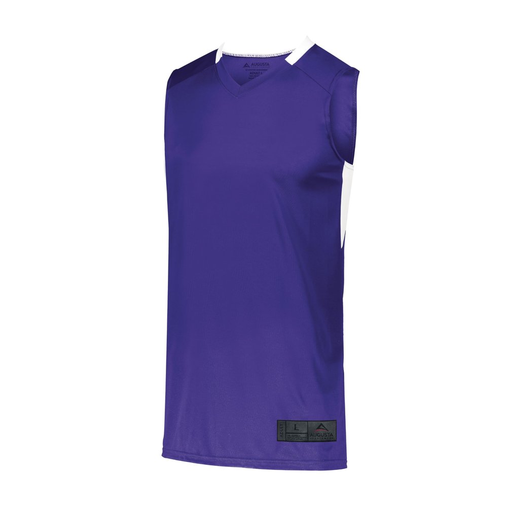 Augusta Sportswear Step-Back Basketball Jersey, Purple/White, 2XL