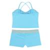 Alvivi Kids Girls Sports Dance Crop Top with Booty Shorts Outfit Costumes Gymnastics Leotard Dancing (Fish Scale Sky Blue, 3-4) view 4