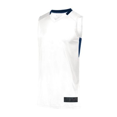 Augusta Sportswear Step-Back Basketball Jersey, White/Navy, L
