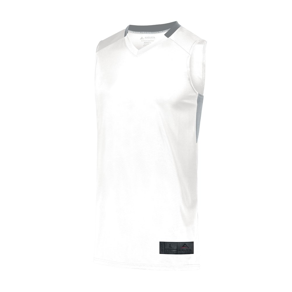 Augusta Sportswear Step-Back Basketball Jersey, White/Silver, M