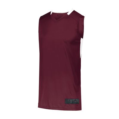 Augusta Sportswear Step-Back Basketball Jersey, Maroon/White, 2XL