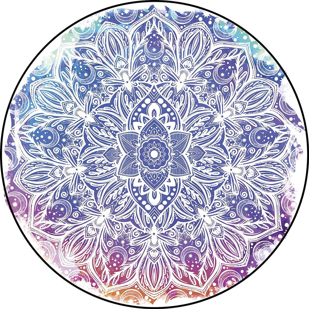Pretty Rainbow Ombre Mandala Flower Cartoon Icon Vinyl Decal Bumper Sticker (12" Wide)