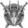 Strong Black and White Viking Warrior Sword Icon Emblem Vinyl Decal Bumper Sticker (4" Wide) view 1