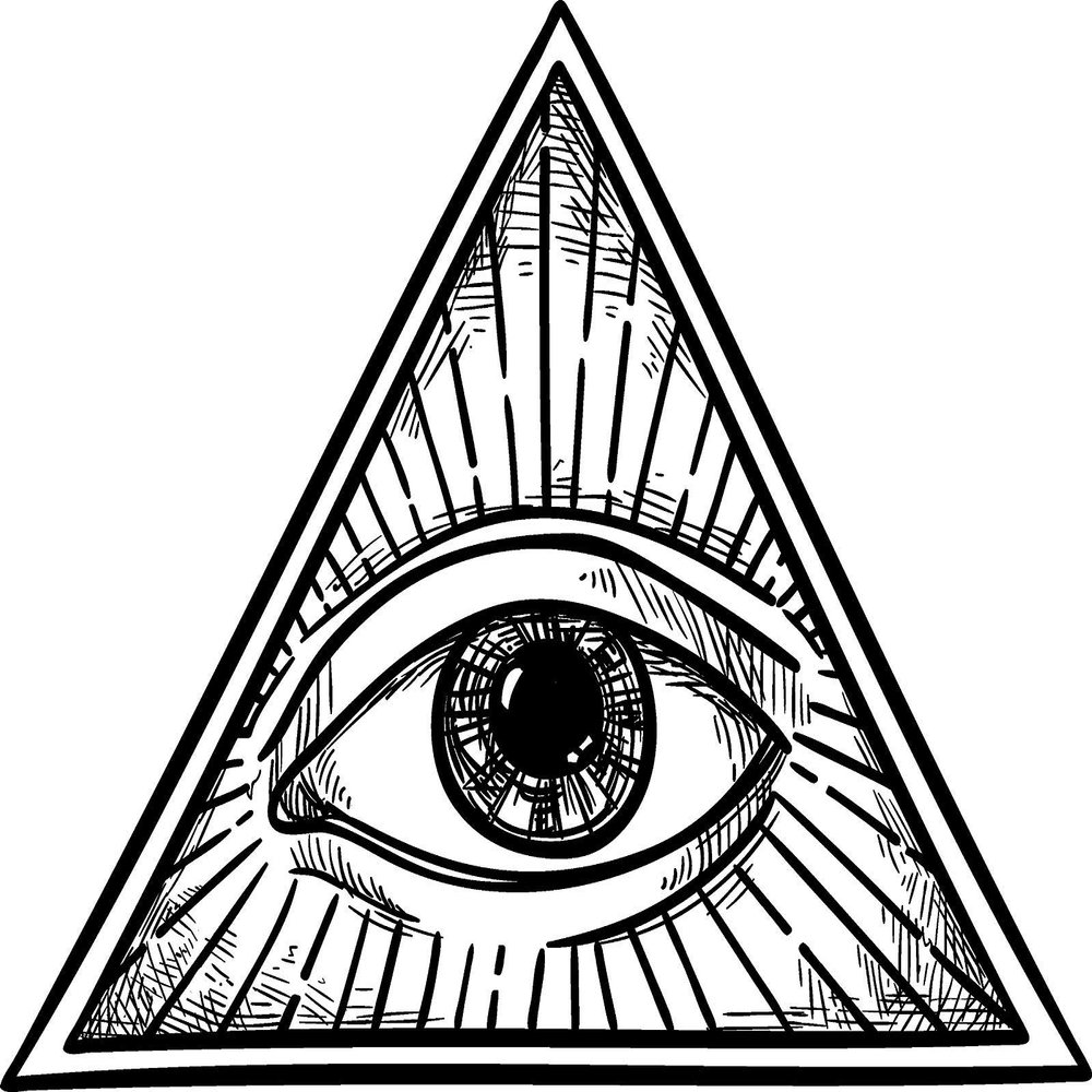 EW Designs Black and White All Seeing Eye of Providence in Simple Pyramid Vinyl Decal Bumper Sticker (4" Wide)