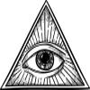 EW Designs Black and White All Seeing Eye of Providence in Simple Pyramid Vinyl Decal Bumper Sticker (4" Wide) view 1