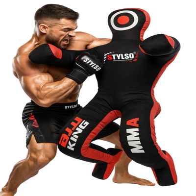 Un-Filled Grappling Dummy Wrestling Dummy Jiu Jitsu Dummy for BJJ MMA Judo Karate Practice Adult Kids and Youth Training Tackling Dummies - Black, 5ft / 60"