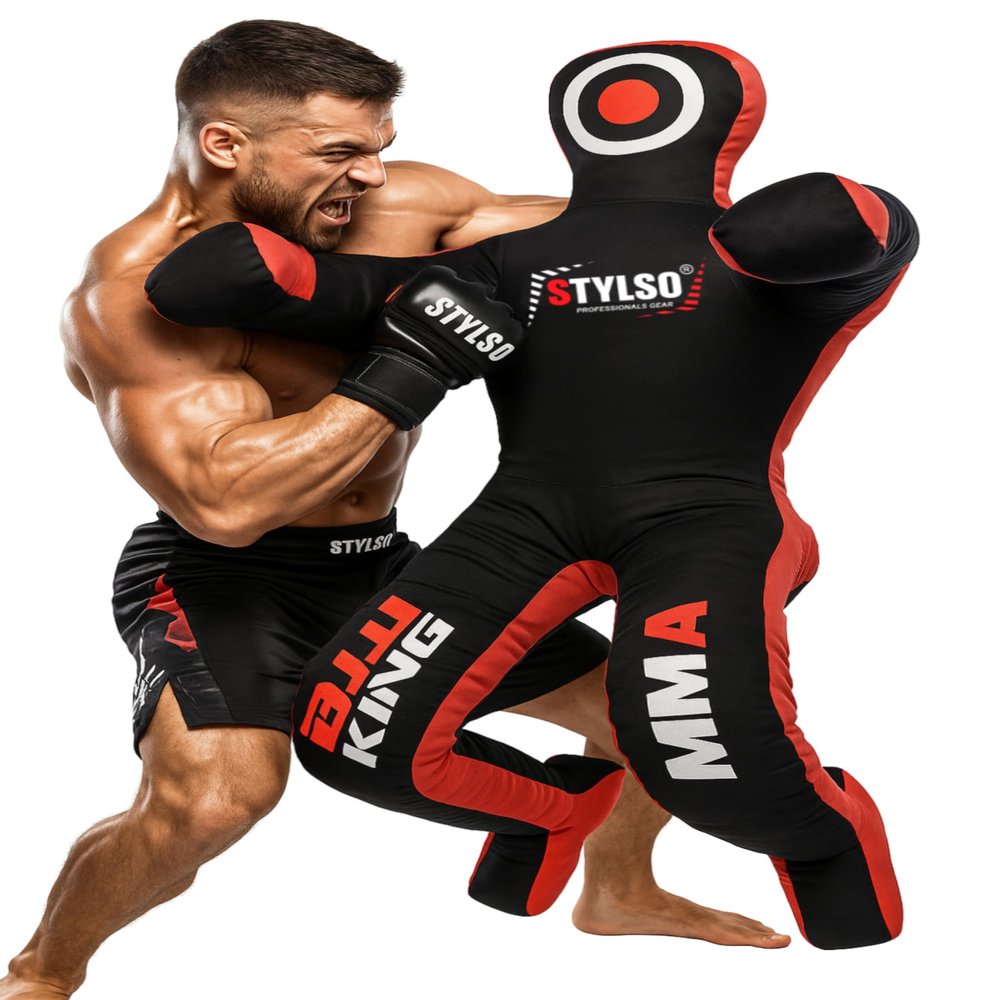 Un-Filled Grappling Dummy Wrestling Dummy Jiu Jitsu Dummy for BJJ MMA Judo Karate Practice Adult Kids and Youth Training Tackling Dummies - Black, 5ft / 60"