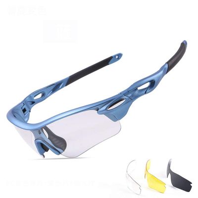 Outdoors Sunglasses Outdoor Sports Running Automatic Color Changing Riding Glasses Night Vision with Myopia Sunglasses Sheet Sand (Color : Blue)