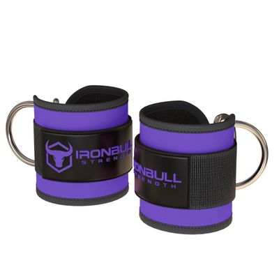Ankle Straps for Cable Machines (Pair) - Double D-Ring Attachment, Fully Adjustable, Breathable Comfort Neoprene - For Legs, Glutes, Abs and Hips Workouts - Fits Women & Men (Purple)