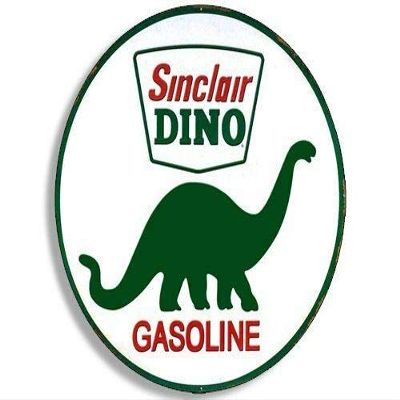 JR Studio 4x4 inch Round Vintage Sinclair Dino Gas Sticker (Gasoline Logo Old Rat Rod) Vinyl Decal Sticker Car Waterproof Car Decal Bumper Sticker