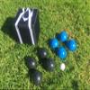 BuyBocceBalls Listing - Unique Bocce Set - 107mm with Blue and Black Balls, Black Bag view 1