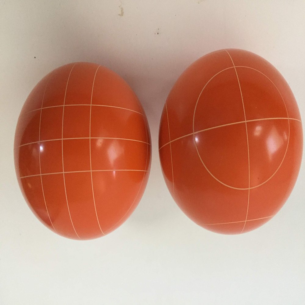 BuyBocceBalls Listing - Pack of 2 Listing - Replacement Bocce Balls - 107mm - Orange with 2 Different Scoring Patterns