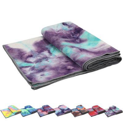 Yoga Towels , Non Slip Hot Yoga Towel Skidless Waffle Texture, 100% Absorbent Odorless Microfiber Yoga Blanket, Standard Sized 24 inchx72 inch Mat Towel,for Hot Yoga, Bikram, Pilates (Green & Pink)