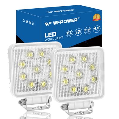 WFPOWER Boat Light 2 Pack, LED Marine Spotlights Waterproof, Deck Dock Flood Light Work Light for Boat Accessories Pontoon Fishing Truck SUV Off-Road 12V Square White