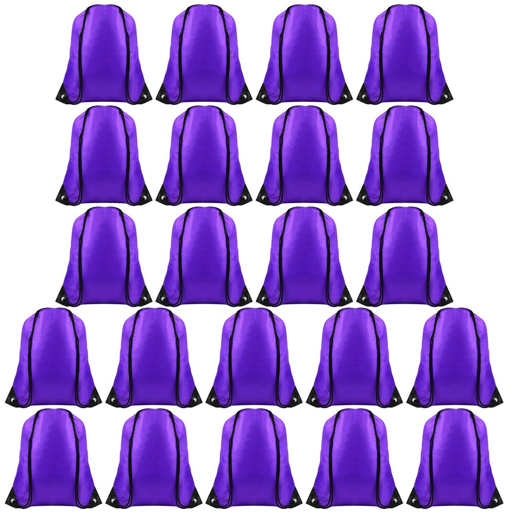 FEPITO 22 Pack Drawstring Bags String Backpack Bulk School Backpacks for Gym Traveling (Purple)