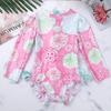 Moily Infant Baby Girls Long Sleeve Floral Ruffles One Piece Swimsuit Rash Guard Shirts Bathing Suit Pink 3-6 Months view 3