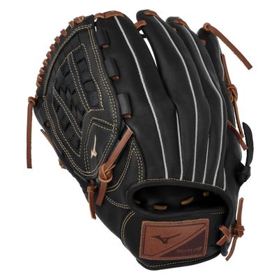 Mizuno boys 12" Ball Glove, Black/Brown Arched Tartan Web, 1200 US