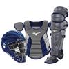 Mizuno Samurai Adult Baseball Boxed Catcher's Gear Set , Grey-Navy, 16" Men's Adult