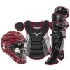 Mizuno Samurai Adult Baseball Catcher's Gear Box Set, Black-Maroon, 15" Adult