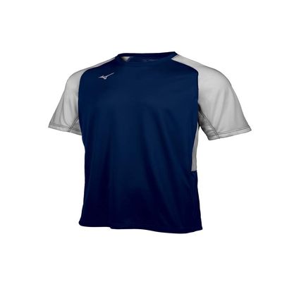 Mizuno Youth Aerolite Crew Baseball Jersey, Navy-Grey, Large