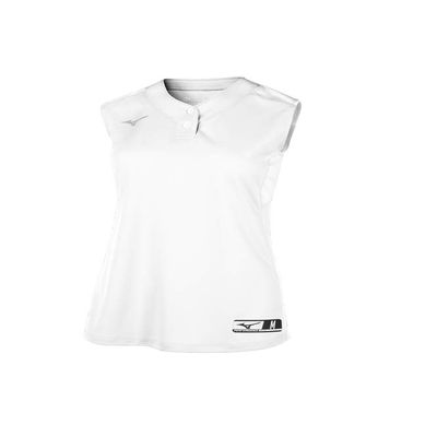 Mizuno Womens Aerolite 2-button Softball Sleeveless Jersey, White, X-Large US