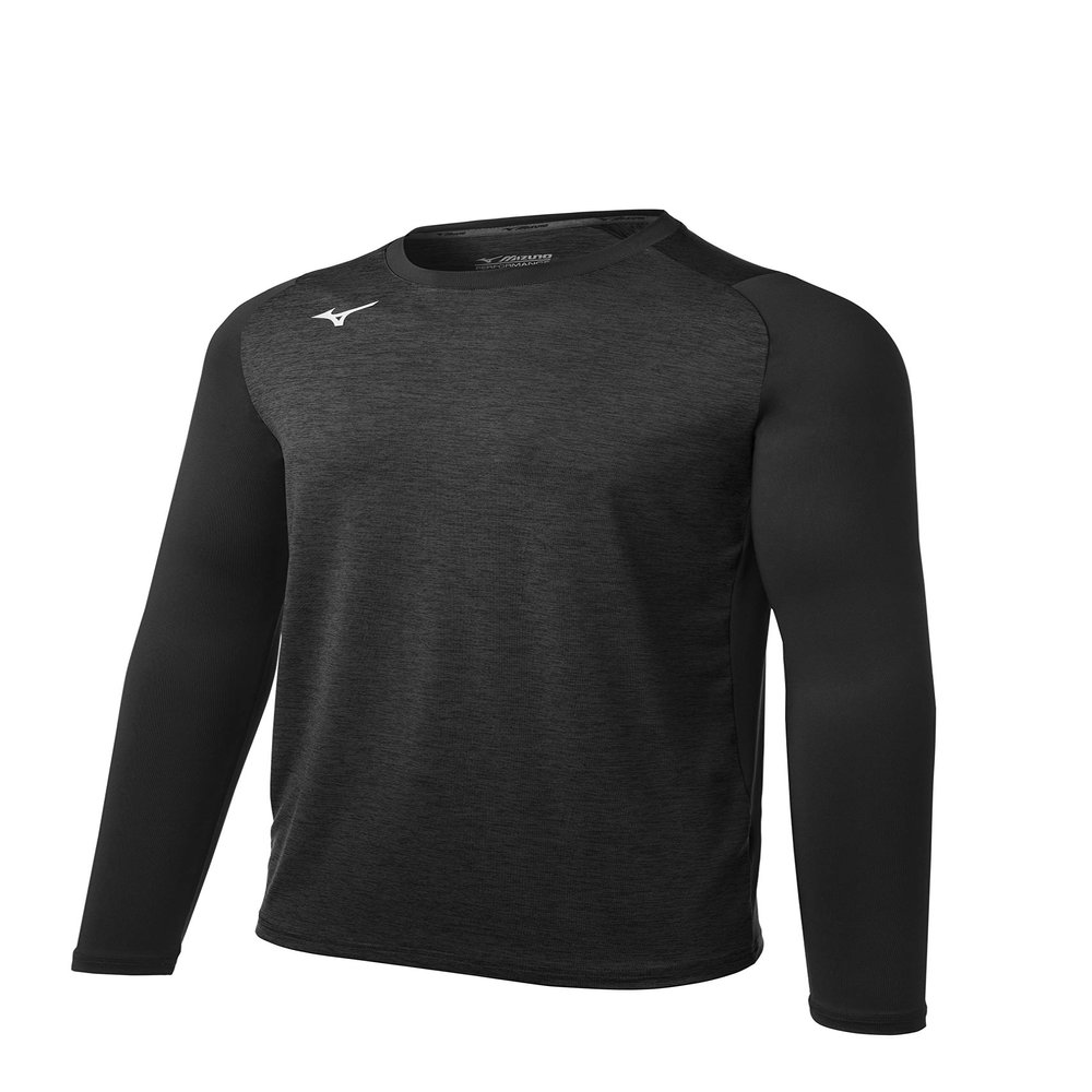 Mizuno boys Alpha Stretch Sleeve Training Apparel, Black, Large US