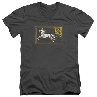 Lor Rohan Banner Unisex Adult V-Neck T Shirt for Men and Women, Large Charcoal