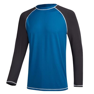 Men's Long Sleeve Swim Shirts Rashguard UPF 50+ UV Sun Protection Shirt Athletic Workout Running Hiking T-Shirt Swimwear Peacock Blue+Charcoal Gray XXL